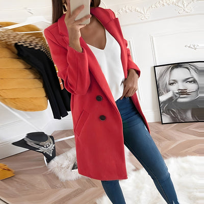 Tiffani - Elegante largo abrigo de lana para mujeres