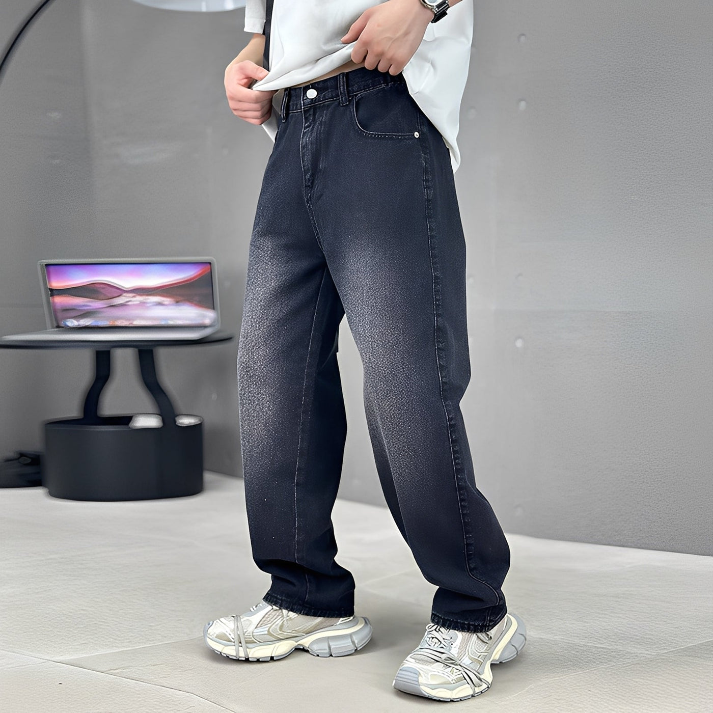 Wendell - Jeans elegantes con pierna ancha para hombres
