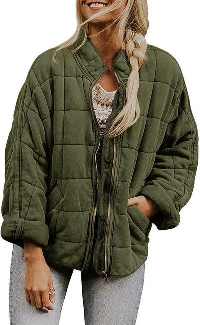 Wenona - Chaqueta de cuadros caliente con bolsillos para mujeres