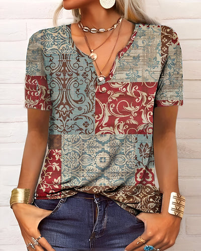Denise - Blusa boho con cuello en V y botones para mujer