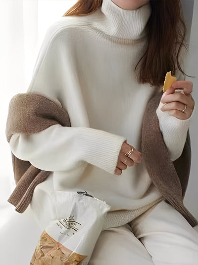 Adrienne - Suéter de cashmere con cuello alto, estiloso, suelto y cómodo