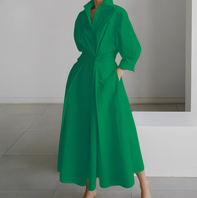 Lavina - Vestido holgado de manga larga con bolsillos para mujer
