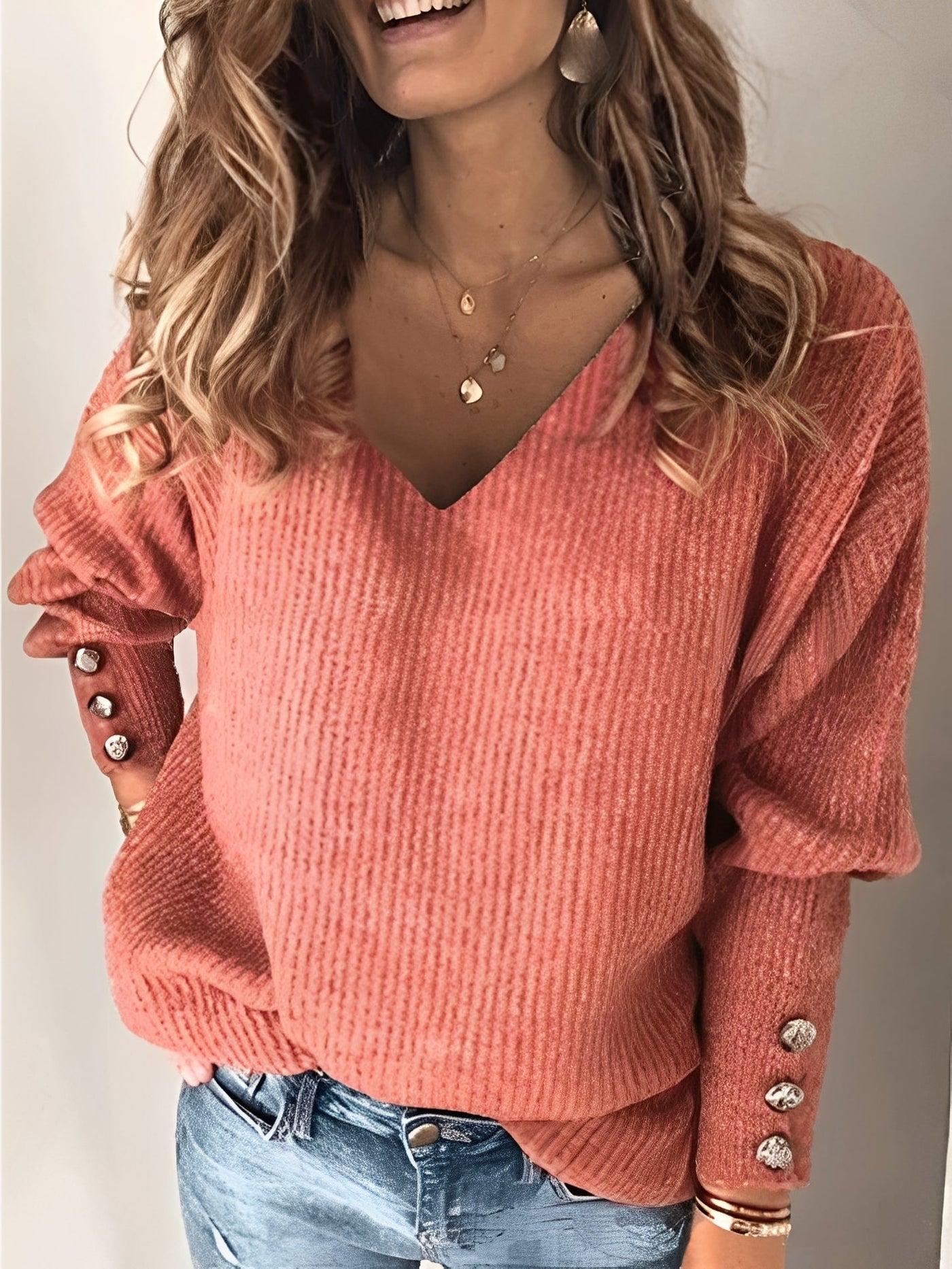 Adaline - Jersey de punto de manga larga para mujer