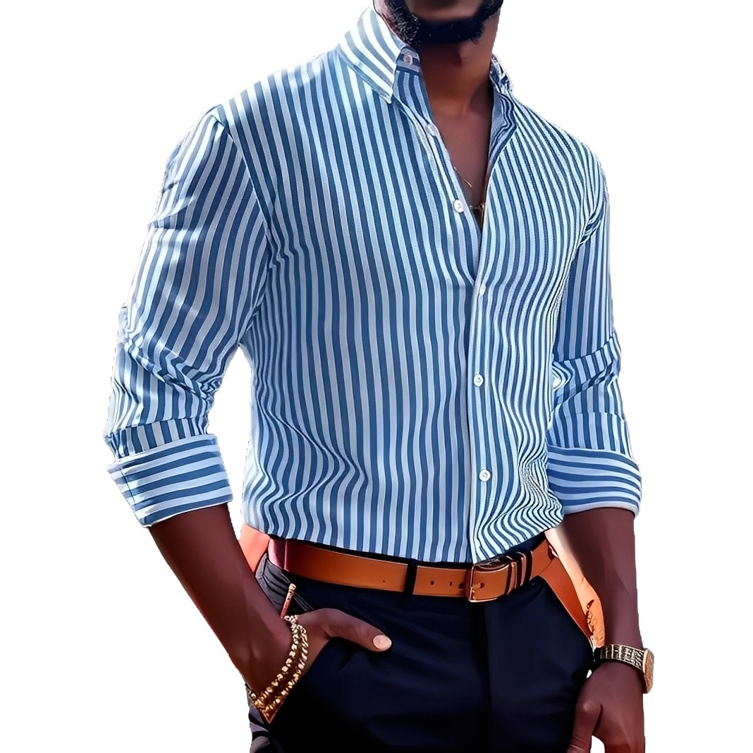 Brycen - Camisa rayada de manga larga elegante para hombres