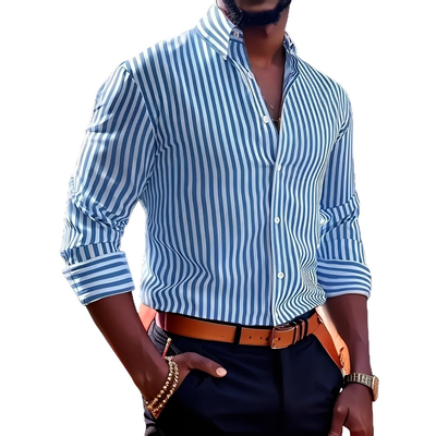 Brycen - Camisa rayada de manga larga elegante para hombres