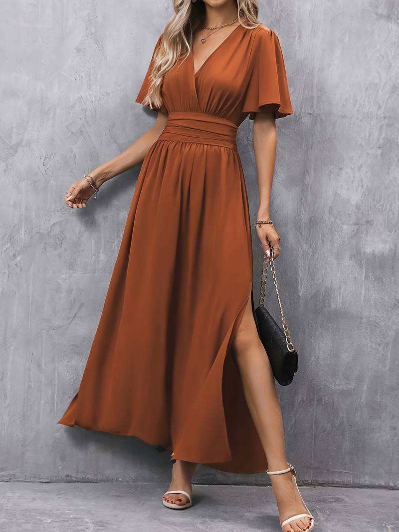 Juliette – Vestido con Cuello Volante y Cintura Plisada para Mujer