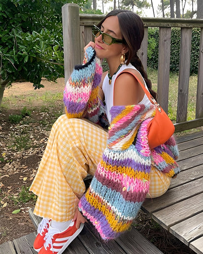 Marlee - Jersey de punto colorido con rayas para mujer