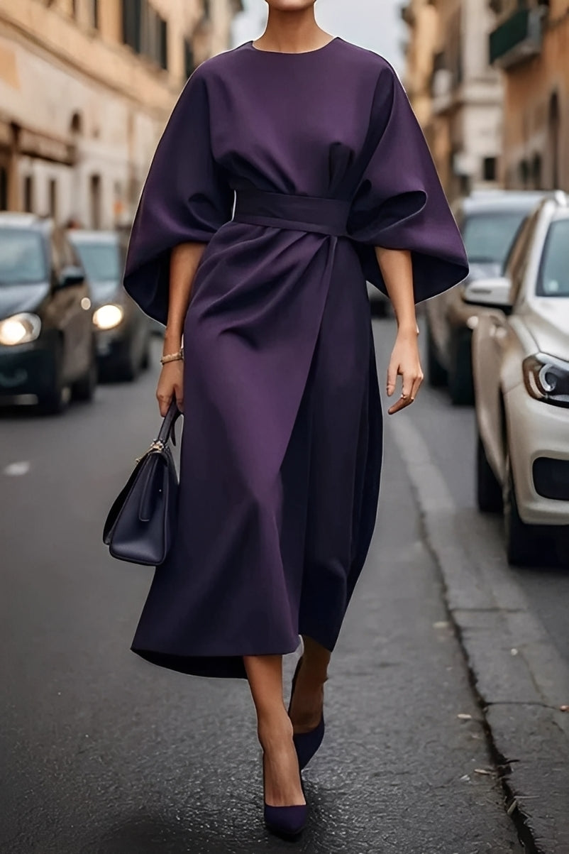 Nicole - Estilo Midi con Mangas de Linterna para Mujeres