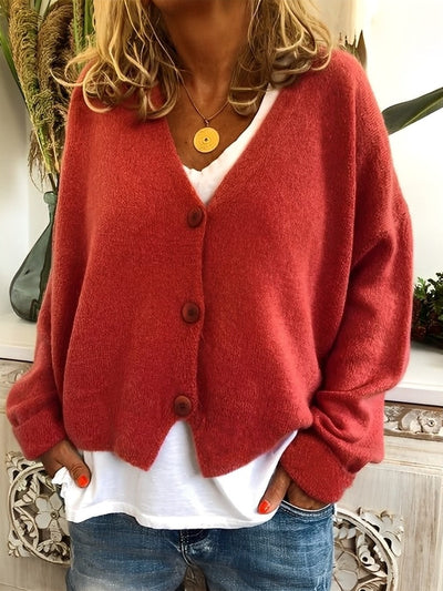 Evette - Chaqueta de punto casual con botones para mujeres