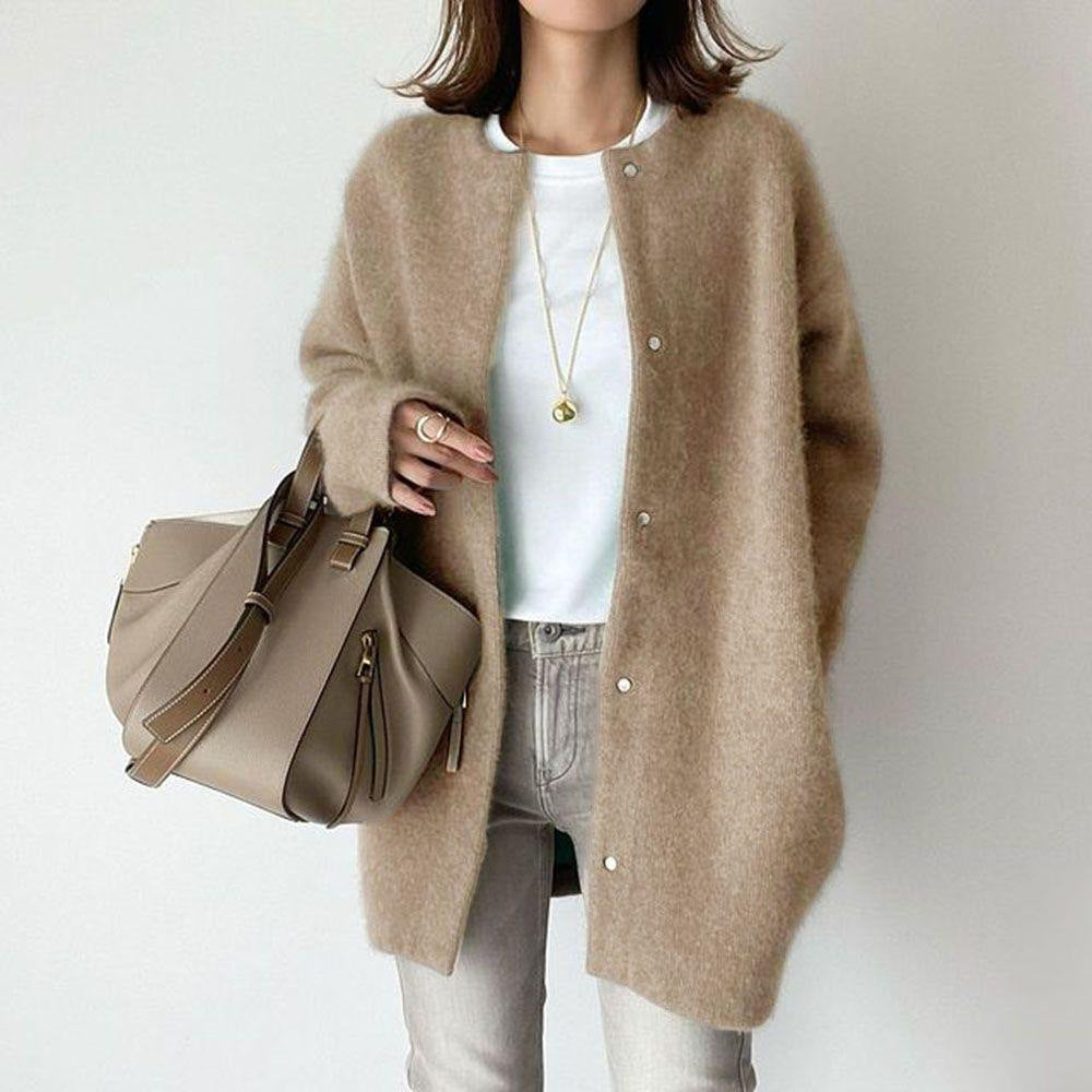 Madoline - Chaqueta de punto suelto con botones para mujer