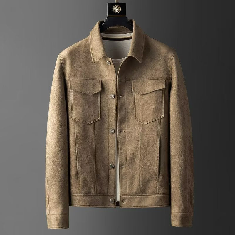 Wilbur - Clásica Chaqueta de Cuero de Gamuza para Hombres