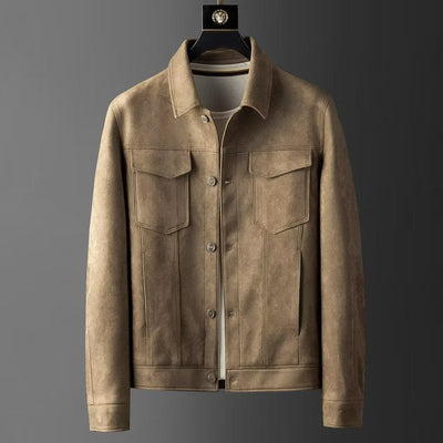 Wilbur - Clásica Chaqueta de Cuero de Gamuza para Hombres