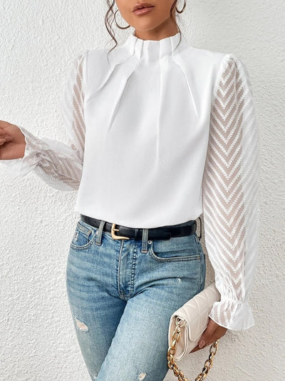 Cassandra - Elegante blusa de chiffon de manga larga para mujer