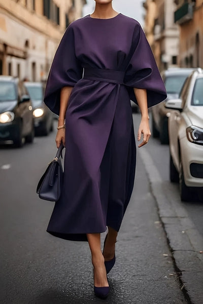 Elena - Elegante vestido holgadamente ajustado con cinturón para mujeres