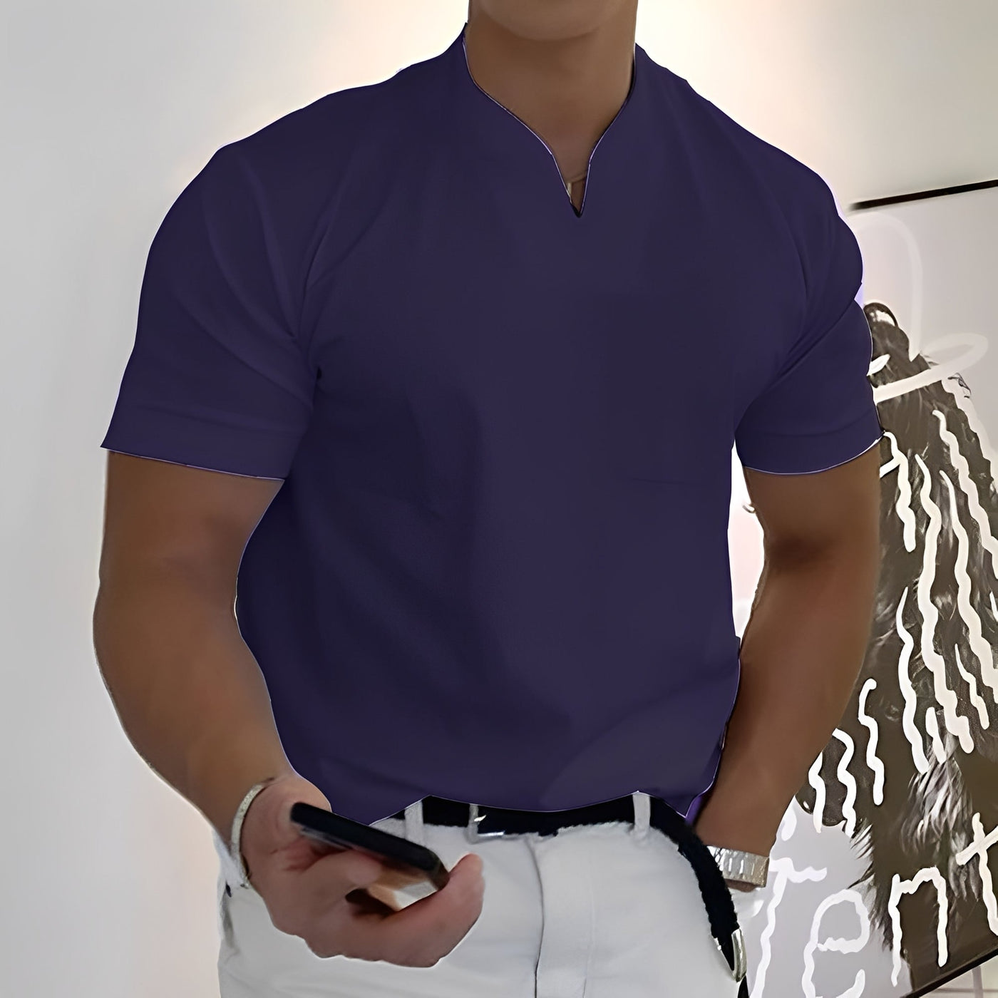 Dylan - Camisa de negocios ajustada de manga corta para hombres