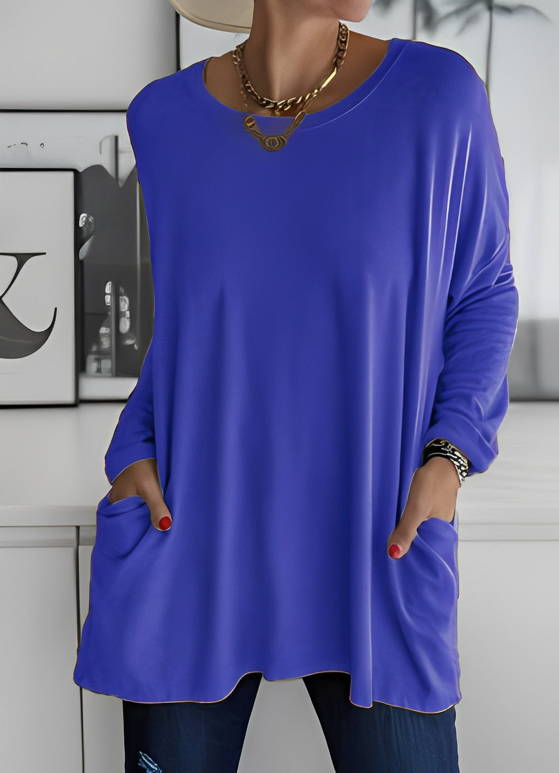 Leola - Suéter casual con bolsillos para mujer