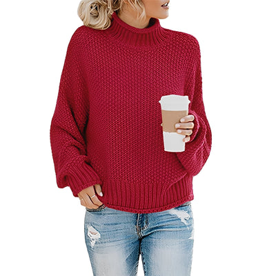 Evalyn - Jersey de punto casual con cuello alto para mujer