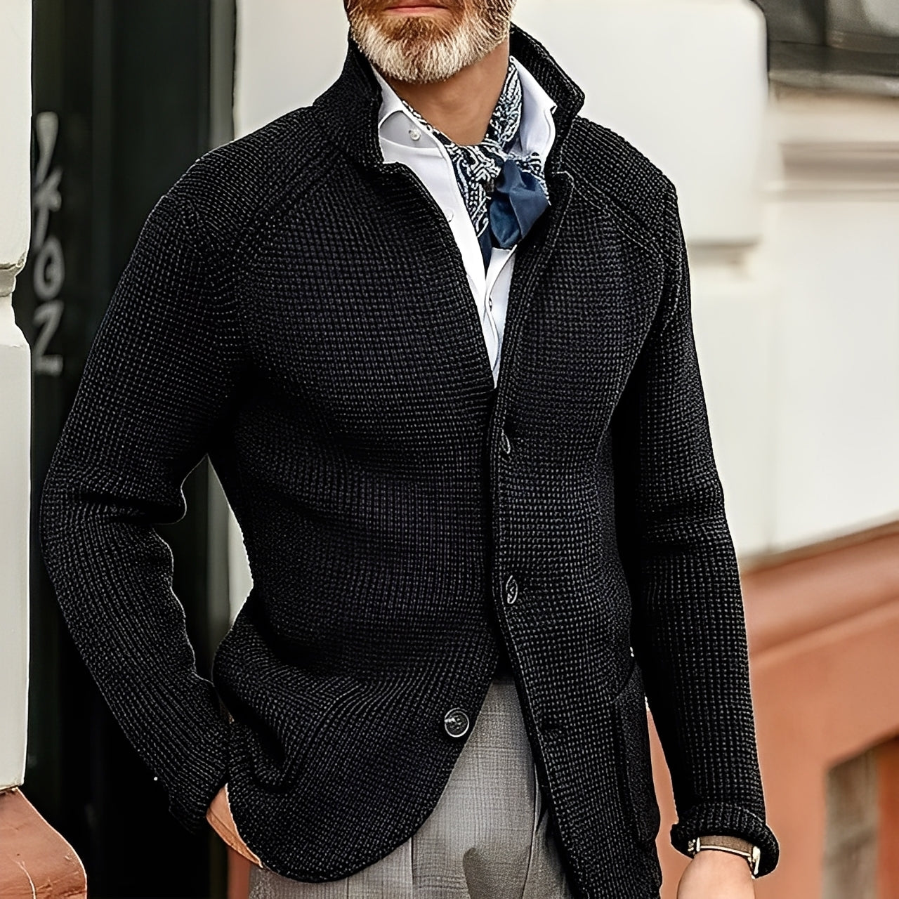 Kayden - Chaqueta de Punto con Cuello Alto y Estilo para Hombres