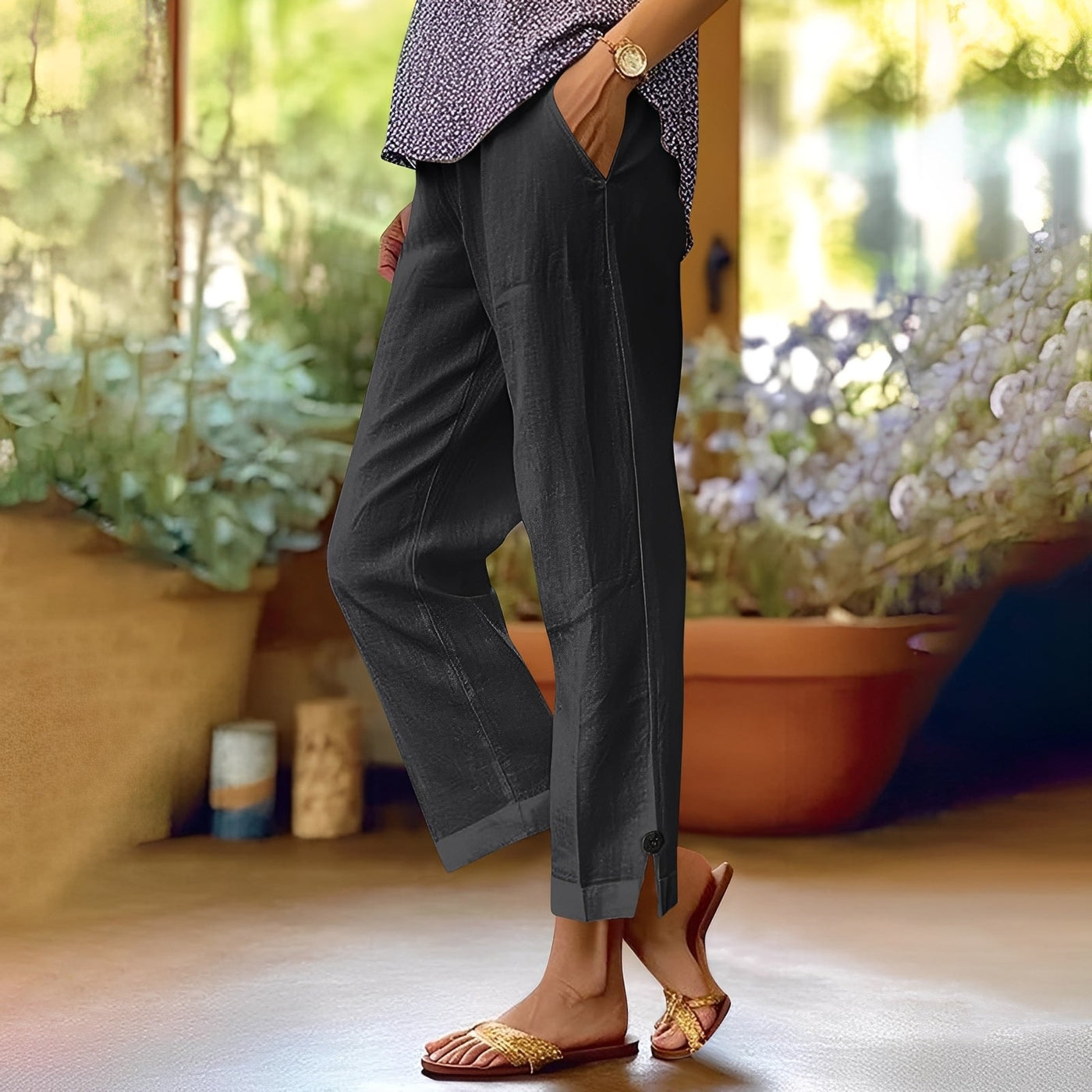 Kassia - Pantalones casuales de verano de lino para mujeres