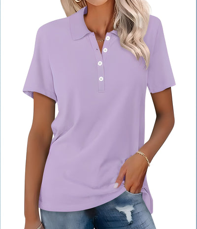 Glenna - Camiseta Polo de Manga Corta Ajustada y Casual para Mujer