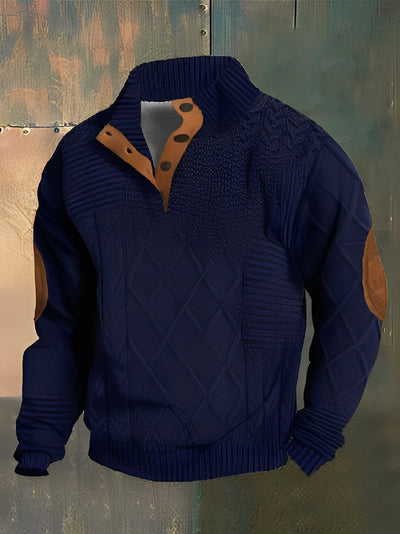 Hugh - Suéter retro de punto con cuello alto de cachemir para hombres