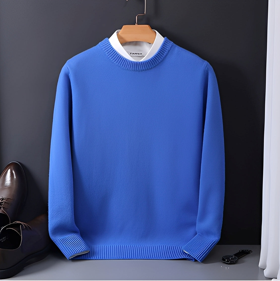 Esmund - Suéter de cachemira casual y holgadamente ajustado para hombres