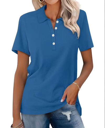 Glenna - Camiseta Polo de Manga Corta Ajustada y Casual para Mujer