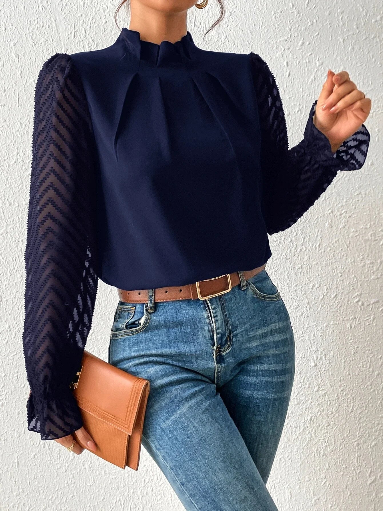 Davena - Blusa veraniega con mangas de encaje