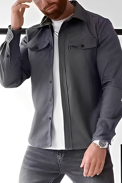 David - Camisa casual con bolsillos para hombres