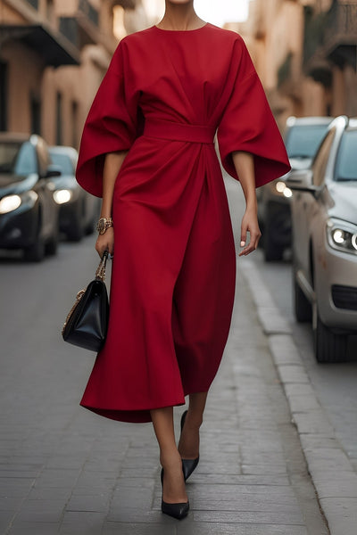 Elena - Elegante vestido holgadamente ajustado con cinturón para mujeres