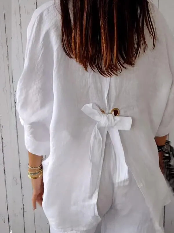 Liliana - Top de lino casual para mujer