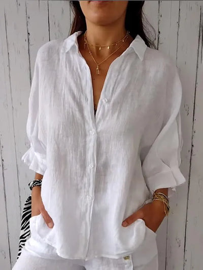 Liliana - Top de lino casual para mujer