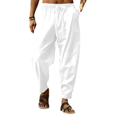 Titus - pantalones de playa para hombre con bolsillos de lino y algodón
