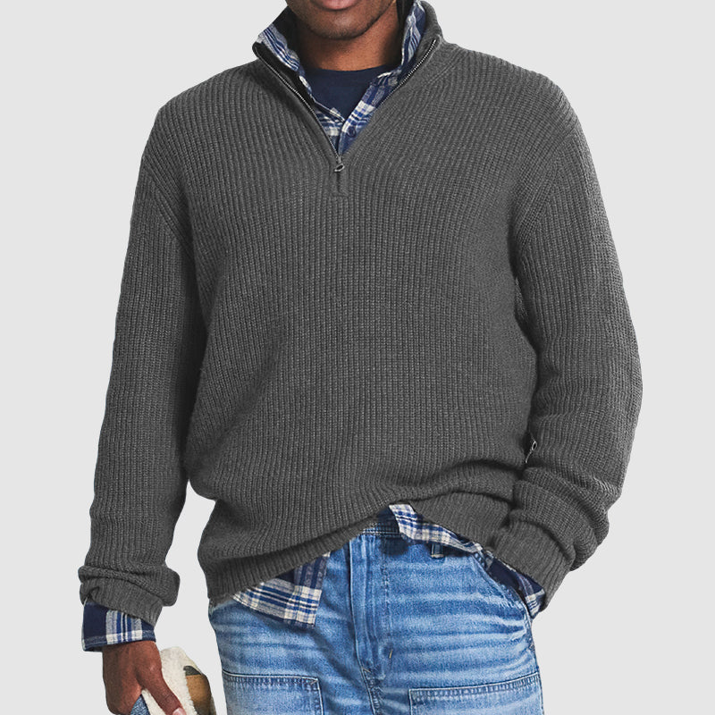 Constantine - Suéter de Hombre de Cachemira Estilo Business Casual con Cremallera