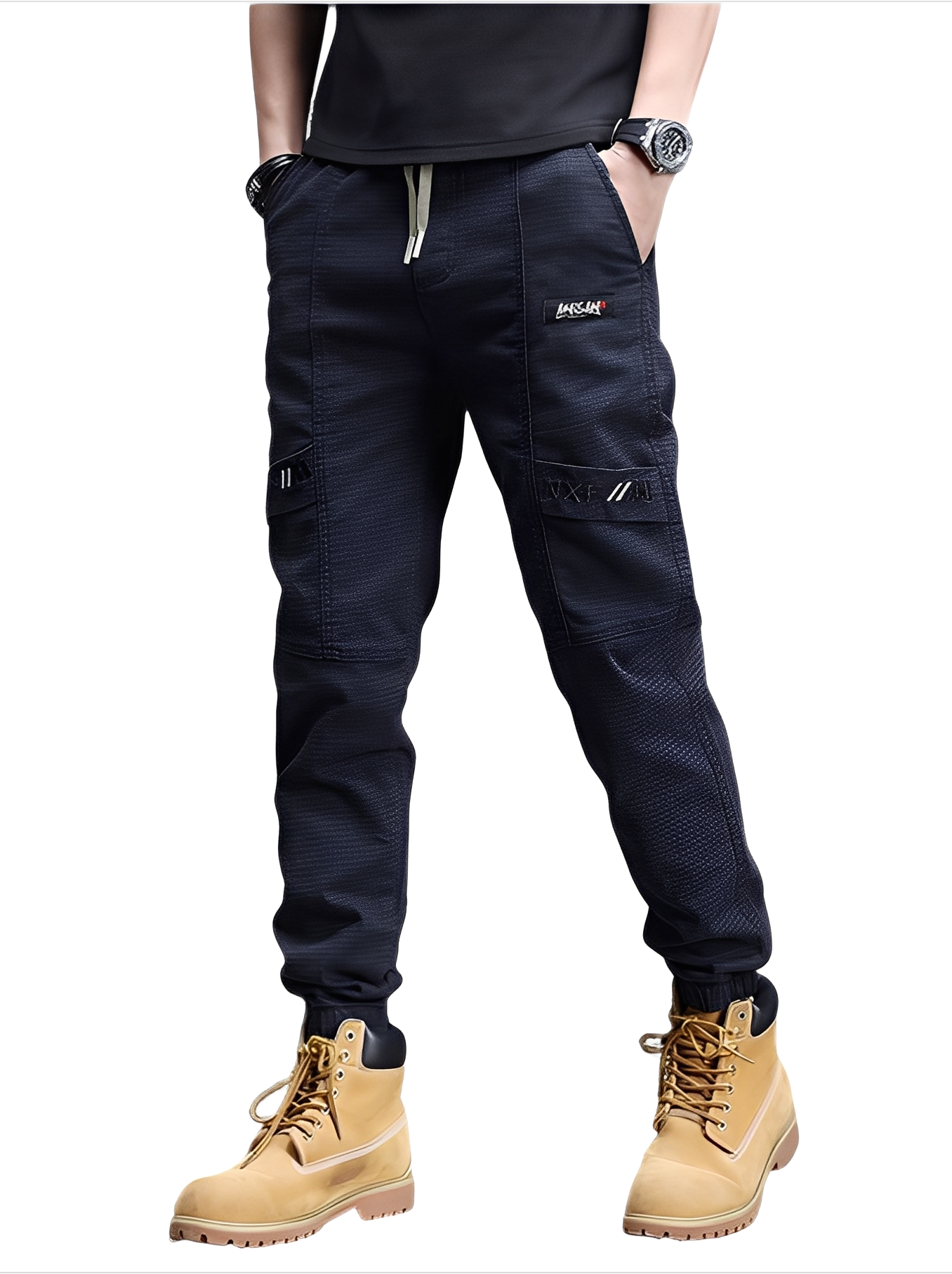 Alvin - Pantalones de chándal elegantes con cordón para hombres