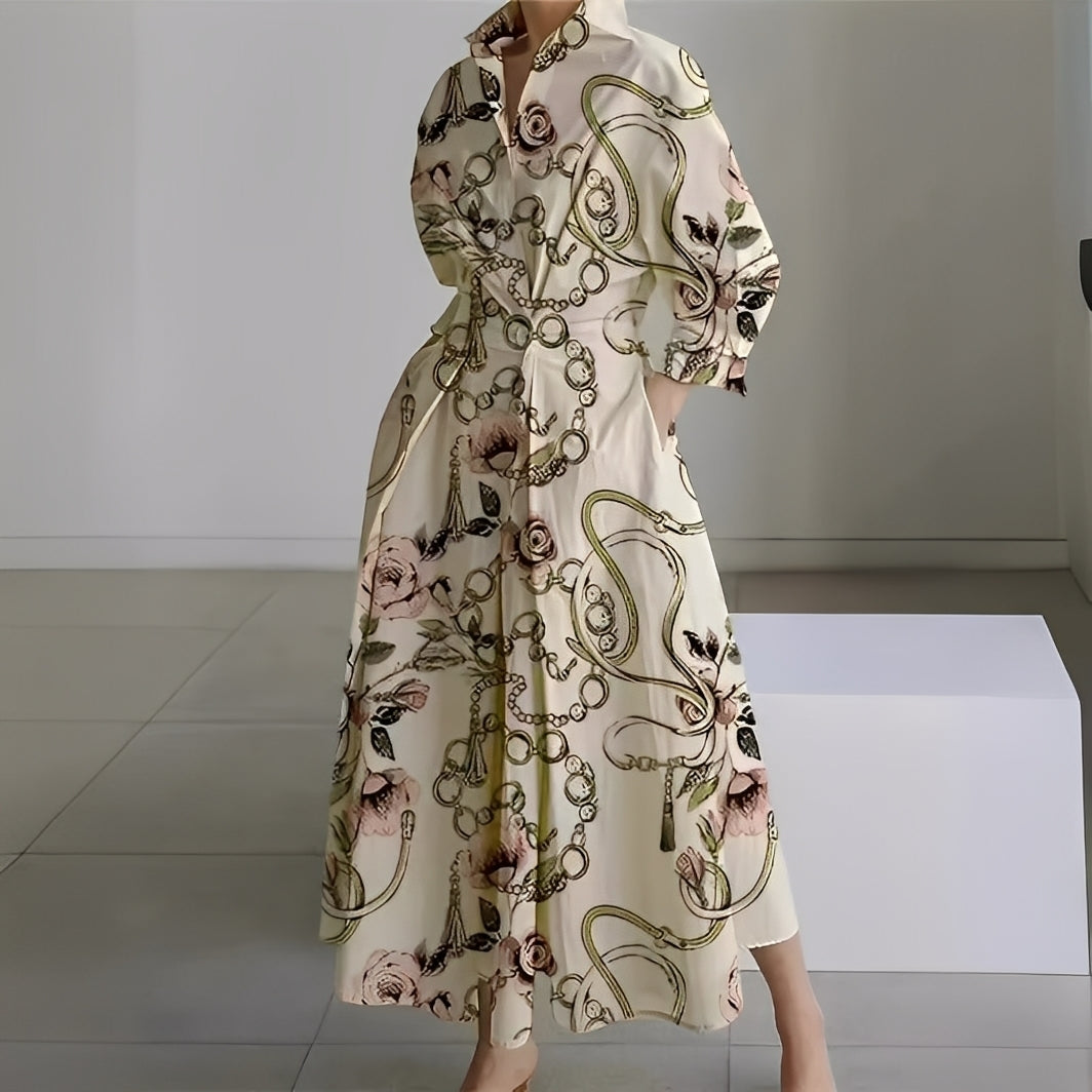 Lavina - Vestido holgado de manga larga con bolsillos para mujer
