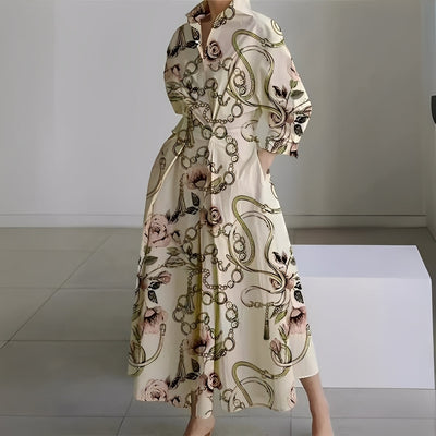 Lavina - Vestido holgado de manga larga con bolsillos para mujer