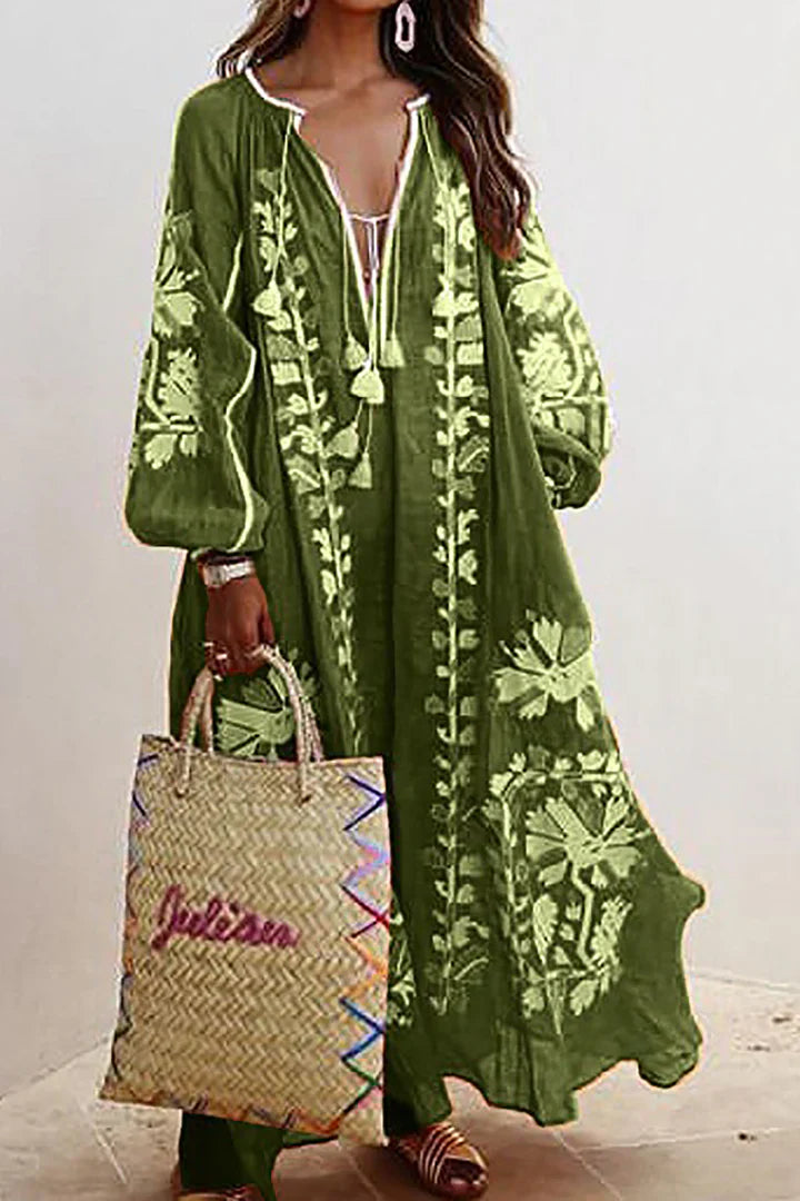 Nelia - Vestido Bohemio Floral de Verano Breezy
