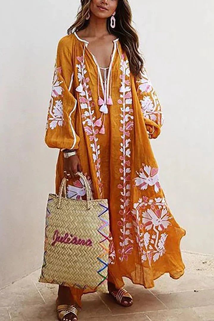 Nelia - Vestido Bohemio Floral de Verano Breezy