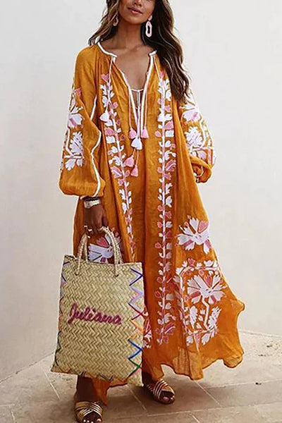 Nelia - Vestido Bohemio Floral de Verano Breezy
