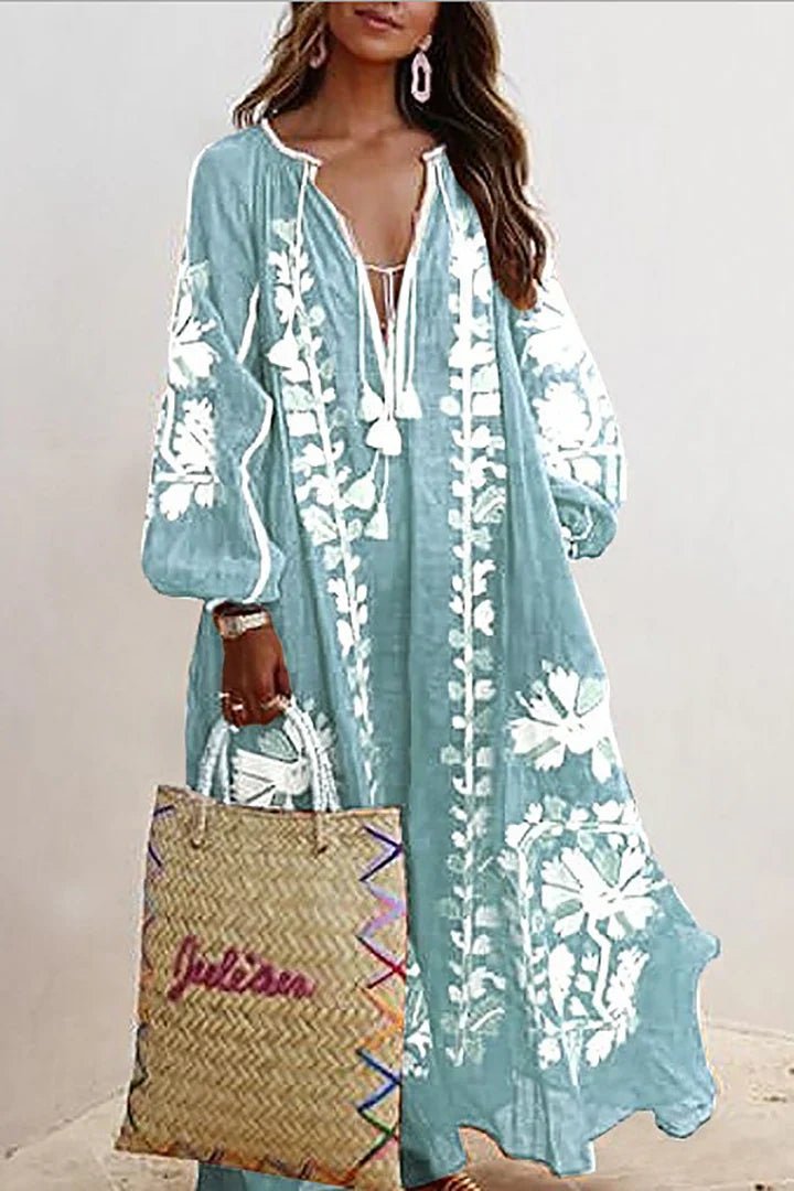 Nelia - Vestido Bohemio Floral de Verano Breezy