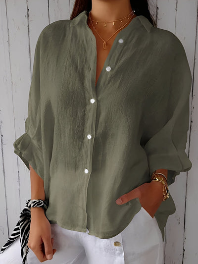 Griselda - Camisa suelta de algodón y lino para mujeres