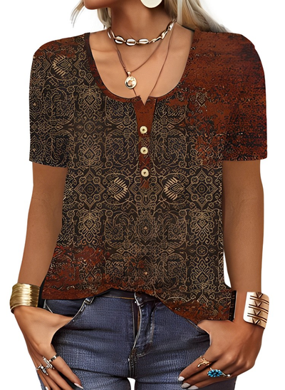 Charlee - Blusa Boho Holgada con Cuello en V para Mujeres