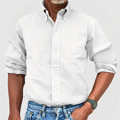 Ronald - Camisa de manga larga con solapa retro para hombres
