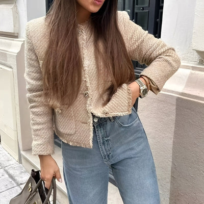 Samantha - Elegante chaqueta de tweed de lana para mujer