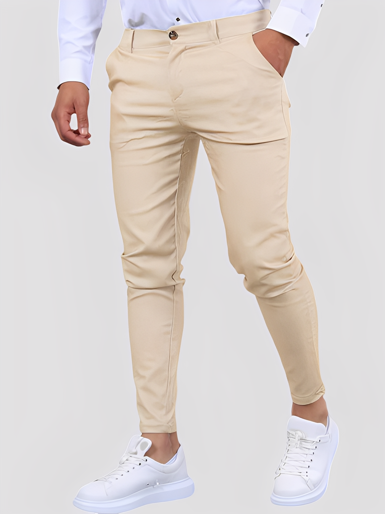 Shelton - Pantalón casual elástico con ajuste estrecho para hombres