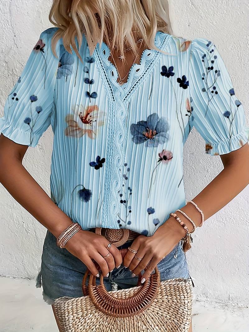 Ava - Blusa de Primavera con Escote en V y Comodidad Ligera