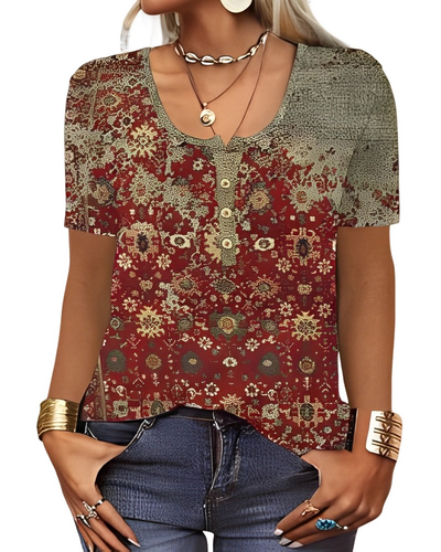Charlee - Blusa Boho Holgada con Cuello en V para Mujeres