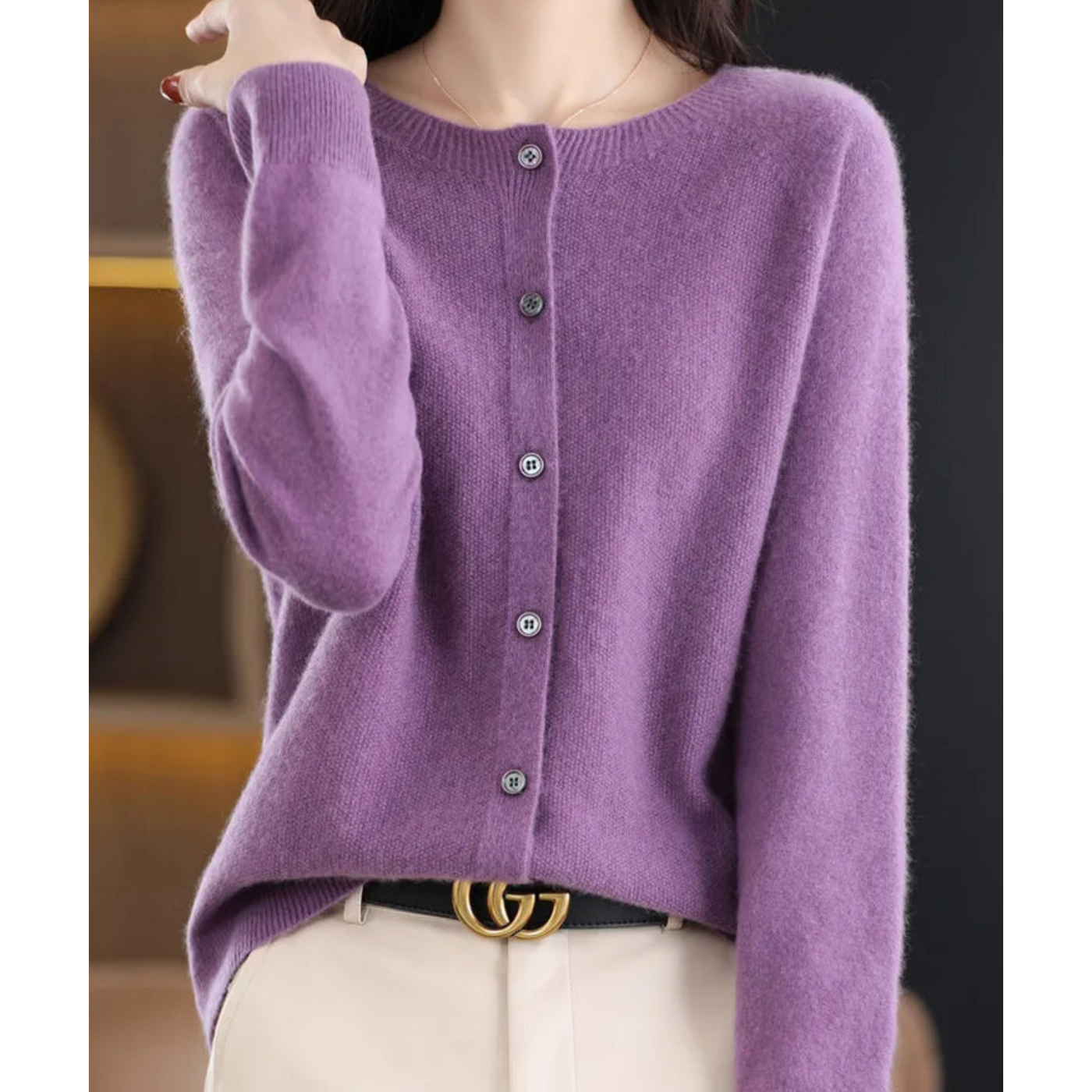 Mariví - Elegante Cardigan Cuello Redondo de Lana