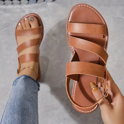 Diana - Sandalias mujer romanas chic planas con tira al tobillo